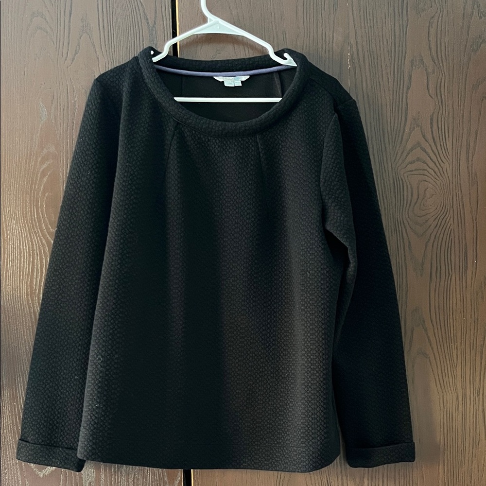 Boden black heavyweight fabric long sleeved top. Size 16.